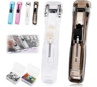 Agrafeuse Portable À Pince À Papier, Distributeur De Pinces À Papier Sans Risque D'endommagement, Avec 50 Pinces Réutilisables En Acier Inoxydable, Pour La Maison, Le Bureau Et L'école (Noir/Blanc)