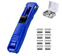 Agrafeuse Portable à Pinces à Reliure, Incluant 50 Pinces RéUtilisables, Mini Agrafeuse Manuelle Pour Le Bureau, La Maison Et L'éCole (Bleu)