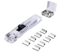 Agrafeuse Portable à Pinces à Reliure, Incluant 50 Pinces RéUtilisables, Mini Agrafeuse Manuelle Pour Le Bureau, La Maison Et L'éCole (Blanc)