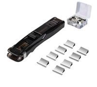 Agrafeuse Portable à Pinces à Reliure, Incluant 50 Pinces RéUtilisables, Mini Agrafeuse Manuelle Pour Le Bureau, La Maison Et L'éCole (Noir)