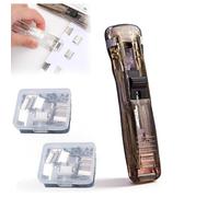 Agrafeuse portable avec 100 clips réutilisables, ensemble d'agrafeuse de bureau rechargeable, distributeur de pinces à papier, mini agrafeuse à pousser pour la reliure de documents à la maison et