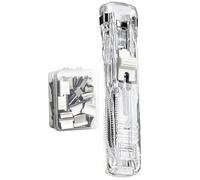 Agrafeuse portable avec clip pour classeur, comprend 50 clips réutilisables, distributeur de papier, mini agrafeuse à pince, agrafeuse rechargeable pour bureau