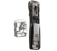 Agrafeuse portable avec clip pour classeur, comprend 50 clips réutilisables, distributeur de papier, mini agrafeuse à pince, agrafeuse rechargeable pour bureau