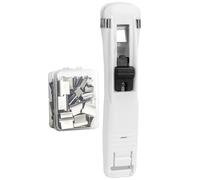 Agrafeuse portable pour classeur - Comprend 50 clips réutilisables, distributeur de pinces à papier, mini agrafeuses à pince, ensemble d'agrafeuses de bureau rechargeables pour fixer des documents