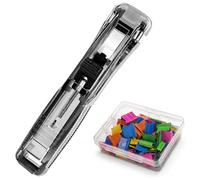 agrafeuse sans agrafe | Agrafeuse à pince pour reliure portable, sans agrafes avec 50 clips à pousser réutilisables, pince reliure portable - Acrylique + clips PP colorés