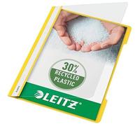 Agrafeuse standard A4 en PVC - LEITZ - Jaune - Couverture transparente - Étiquette incluse - Pour adultes