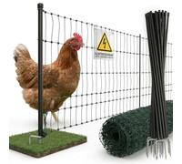 Agrarzone Clôture pour Chiens 50m, clôture pour Chats, clôture pour Poules, clôture pour volaille, Filet pour volaille 112cm, Vert, Double Pointe avec électricité