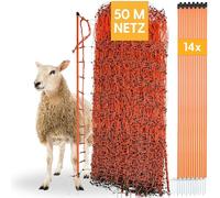 Agrarzone Filet à moutons électrifiable orange 50m x 90cm | Clôture pour pâturage avec doubles pointes | Clôture de protection pour moutons chèvres agneaux | Petite taille de maille et stable