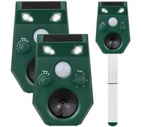 Agrarzone Lot de 4 répulsifs solaires à ultrasons pour animaux - Avec détecteur de mouvement et lumière flash puissante - Défense efficace contre les chats, chiens, ratons laveurs, martres, souris -