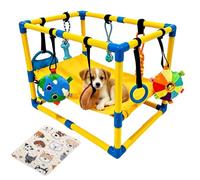 Agrdeed Jouet pour chiot avec 8 jouets suspendus 60 x 40 x 40 cm | Play Gym Gymnase interactive pour chien avec hamac et tapis de couchage, cadre en PVC, centre d'activités pour chiots