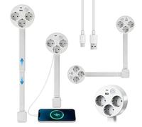 Agrdeed Multiprise avec USB C et USB A, 3 prises, escamotable, pivotante à 180°, rallonge de prise avec barre d'extension extensible (47-67 cm) pour table, bureau, cuisine