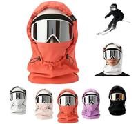 Agriculturi Waterproof Fleece-Lined Hood,Full Cover 3-in-1Balaclava Ski Masks,Winter Windproof Warm Ski Helmet Cover (FR/ES, Alpha/Lettres, Taille Unique, Orange)