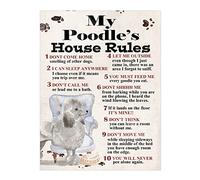 Agriism Plaque vintage en métal pour garage rétro My Poodle's House Rules Dog Plaque en aluminium Home Bar Man Cave 8208REOuvre dans une nouvelle fenêtre ou onglet Décoration murale pour café 20,3 x