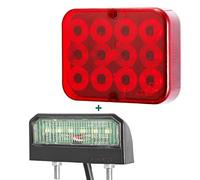 AGRISHOP 1 pièce 12/24v LED Antibrouillard arrière Rouge, 1 pièce éclairage de Plaque à led 12/24v Imperméable Pour Camion Caravane Tracteur Homologué