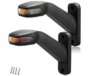 AGRISHOP 2 PCS 12/ 24V LED Caoutchouc Tiges Base Balisage Latéral Remorque Aperçu lumineux Feu Signalisation Ambre Blanc Rouge Lampe Étanchéité Caravane Camion Tracteur E-mark Homologacio