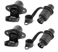 AGRISHOP 2 pièces Fiche Remorque 3broches 12v 24v et 2 pièces Prise Remorque 3broches,Fiche Attelage 3 pin Mâle pour Agricole Véhicule,Voiture Porte-vélo,Prise d'attelage,Prise 3 plots Agricole