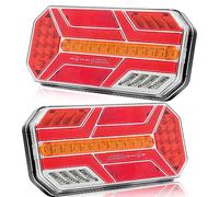 AGRISHOP 2PCS Feux Arrières de Remorque LED 7Fonction 12/24V Feux Remorque led Ensemble Feux de Brouillard Feux de Recul,Éclairage de Plaque Feu Arrière Étanche Imperméable Homologué