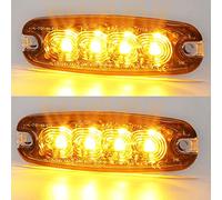 AGRISHOP 2pcs Lampe Stroboscopique Led 12v24v Voiture Moto, 4leds Ultra MinceLumière Avertissement De Danger,Led Avertissement Barre Lumineuse Led Auto Flash Lamp pour Véhicule Remorque Camion Van Car