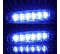 AGRISHOP 2pcs Lampe Stroboscopique Voiture Led Bleu 12v24v 6Leds Homologation ECE R65 Eclairage de Clignotant Warining Beacon Lights,Feu de Freinage Stroboscopique pour Flash Avant Remorque Gril