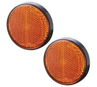 AGRISHOP 2pièces Catadioptres Remorque Orange avec E4,Camion Catadioptre Rond Φ60mm Caravane Réflector Arrière,Catadioptres Adhésif Orange pourPoteau de Porte Véhicules (Rond-Orange-2pièces)