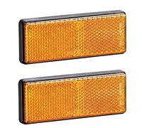 AGRISHOP 2pièces Catadioptres Remorque Orange Jaune avec E4,Camion Catadioptre Rectangulaire Caravane Réflector,Catadioptres Adhésif pour Poteaude Porte Véhicules(Rectangulaire-Catadioptres-2pièces