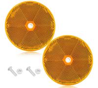 AGRISHOP 2X Catadioptre Remorque Jaune,Reflecteur Remorque Ø80mm Catadioptre avec Vis,Réflecteurs de Sécurité Réflecteur Rond