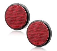AGRISHOP 2xCatadioptre Remorque Rouge,Reflecteur Remorque Autocollant,Ø60mm,Catadioptre Adhesif,Réflector,Signalisation Remorque Reflecteurvelo,Catadioptre pour Vehicule (Rond/Adhésif/Rouge/2Pcs）