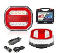AGRISHOP Feu de Remorque Sans Fil LED,12/24v Kit Éclairage Arrière Magnétique 5 Fonctions Wifi Feu de Remorque Arriere Led Feux Remorque Sans Fil Wireless Cache Feu Remorque Recyclable Étanche E-mark