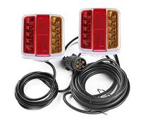 AGRISHOP Feux Arrière Remorque LED 12V avec Magnétique Marque E,Feu Remorque Led Kit avec Câble7,5m avec Connecteur Mâle Prise 7Broches Etanche ÉclairageArriere de Remorque Caravane Véhicules Agricole