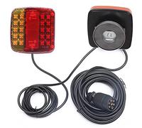 AGRISHOP Feux Arrière Remorque LED 12V avec Magnétique Marque E,Feu Remorque Led Kit avec Câble7,5m avec Connecteur Mâle Prise 7 Broches Etanche Feu Arriere pour Remorque Caravane Véhicules Agricole