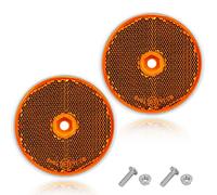 AGRISHOP Jaune Réflecteurs à Visser Rond,2pièces,Homologué E9,Ø60 mm,Catadioptre pour Remorque,Reflector Rond Signalisation pour Poteau Van Tracteur, Reflector Œil de Chat(Jaune/Rond/2pièces）