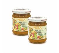 Agritur - Compote de pêche bio, sans sucres ajoutés, uniquement sucres naturellement présents dans les fruits, naturelle, idéale pour le petit-déjeuner et le goûter, lot de 2×210 g