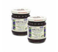 Agritur - Confiture de myrtilles 100% biologique, sans sucres ajoutés, naturelle et artisanale, idéale pour le petit-déjeuner et le goûter, parfaite comme garniture pour les desserts, lot de 2×210 g