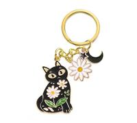 Agromusk Porte-clés en forme de chat mignon en émail - Décoration japonaise pour les amoureux des chats de jardin - Breloque de sac kawaii - Fleurs Sakura, Chat marguerite, taille unique