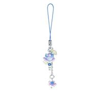 Agromusk Y2K Breloques de téléphone en forme de fleur bleue, jolie fleur de lotus perlée, décoration faite à la main pour femme, accessoires Y2K, porte-clés, pendentif, cadeau (bleu)