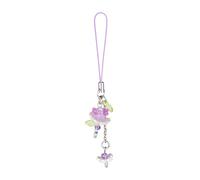 Agromusk Y2K Breloques de téléphone en forme de fleur de lotus avec perles - Décoration faite à la main pour femme - Accessoires Y2K - Pendentif de sac - Cadeau (violet)