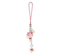 Agromusk Y2K Breloques de téléphone en forme de fleur de lotus avec perles faites à la main pour femme Accessoires porte-clés pendentif sac cadeau (rouge)