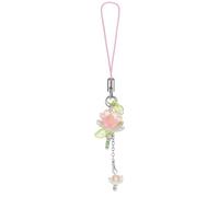 Agromusk Y2K Breloques de téléphone en forme de fleur de lotus en perles faites à la main pour femme Accessoires porte-clés pendentif cadeau, taille unique, Verre acrylique, Pas de gemme