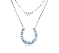 AGRULE Collier porte-bonheur en forme de fer à cheval plaqué or 14 carats / argent sterling avec pendentif en forme de U avec pierre de naissance, 18", Argent sterling, Topaze synthétique