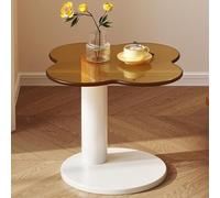 AGRUOPNC Table d’extrémité de Forme irrégulière, Plateau en Verre Brun Daisy, canapé Moderne Accent Table à Boire avec piédestal, 17,71 "Hauteur