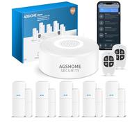 AGSHOME Alarme Maison sans Fil Intelligent WiFi - Alarme de Porte, 1 Alarme avec Sirène, 5 Capteurs de Fenêtre et de Porte, 2 Télécommande, Compatible avec Alexa, Google Assistant