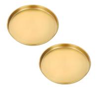 AGSYFFD 2pcs Plateau rond en or, plateau de stockage décoratif en métal, plateau décoratif en or pour la maison, la vaisselle de cuisine, les cosmétiques, les articles de toilette (26cm)