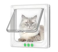 AGSYFFD chatière pour Chat Animaux de Compagnie Porte de sécurité avec Serrure 3 Voies, accès contrôlé dans Les Deux Sens chatière Facile à Installer et à Utiliser (Blanc)