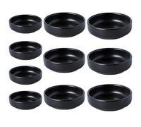 AGSYFFD Lot de 10 plats à sauce soja arrondis - Bols à sauce soja en imitation céramique pour sushis, barbecue, tapas, empilables et lavables au lave-vaisselle (noir)