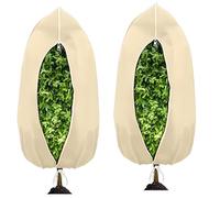 AGSYFFD Lot de 2 Housses Hivernage Plantes Extérieur, Protection Hivernale Anti-Gel Réutilisable, Indéchirable avec Fermeture Éclair et Cordon de Serrage pour Plantes en Pot, Olivier, 100x120cm