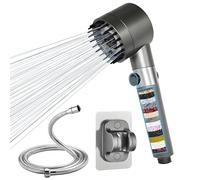 AGSYFFD Pommeau de Douche Haute Pression Anti-Calcaire avec Filtre Remplaçable, Douchette Économique 4Modes (Massage/Jet/Pluie/Eau Douce) + Flexible 2M et Support Murale Amovible