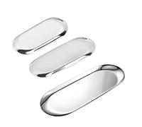 AGSYFFD Set de 3 Plateaux ovales Plateau en Acier Inoxydable Plateau décoratif Plateau à Dessert Plateau à Fruits