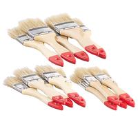 AGT 15 pinceaux plats – manches en bois, poils naturels, 3 tailles