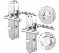 AGT : 2 garnitures en inox pour porte de WC/salle de bains Inox G