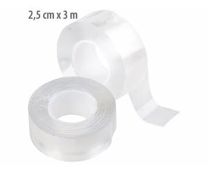 AGT 2 rubans adhésifs acryliques double face transparents 2,5 cm x 3 m